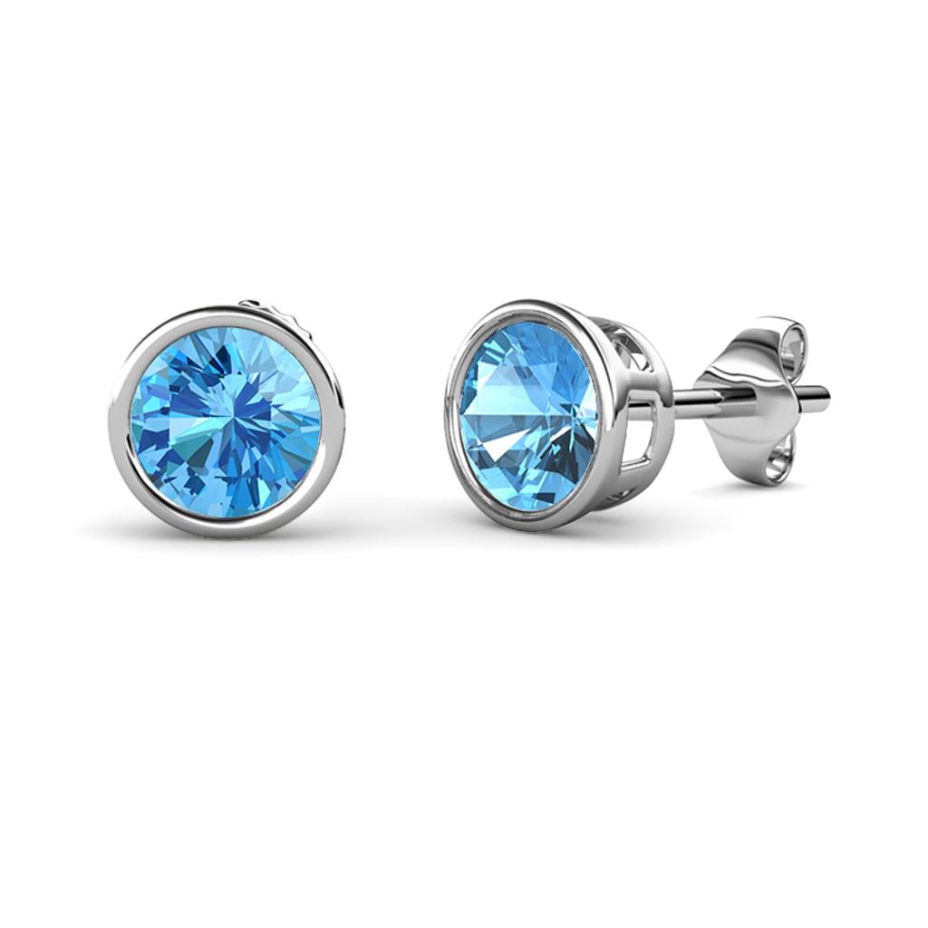 Carys Blue Topaz (5.8mm) Solitaire Stud Earrings 