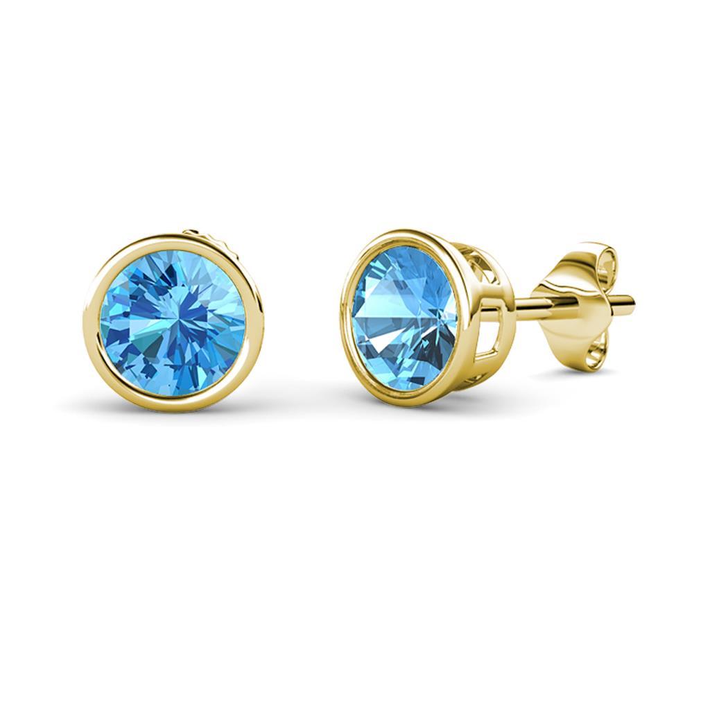 Carys Blue Topaz (5.8mm) Solitaire Stud Earrings 