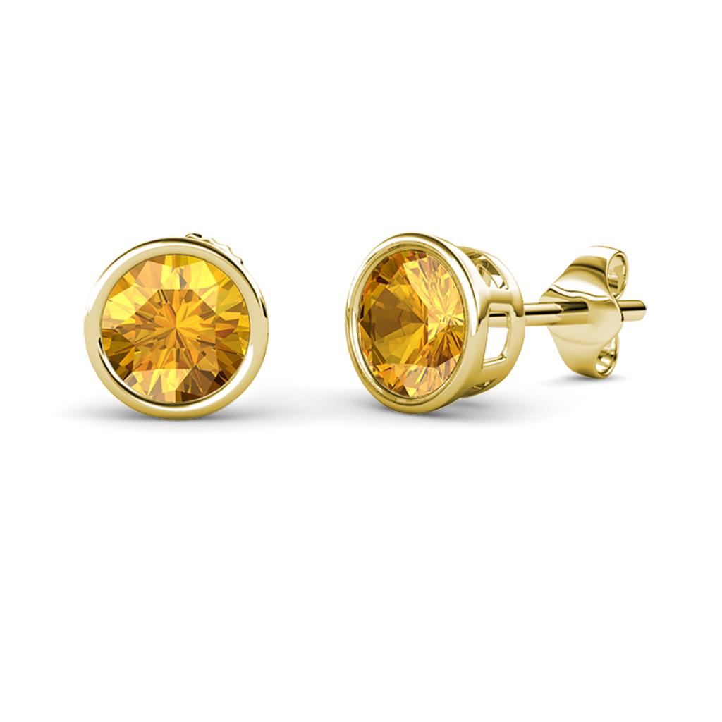 Carys Citrine (5.8mm) Solitaire Stud Earrings 