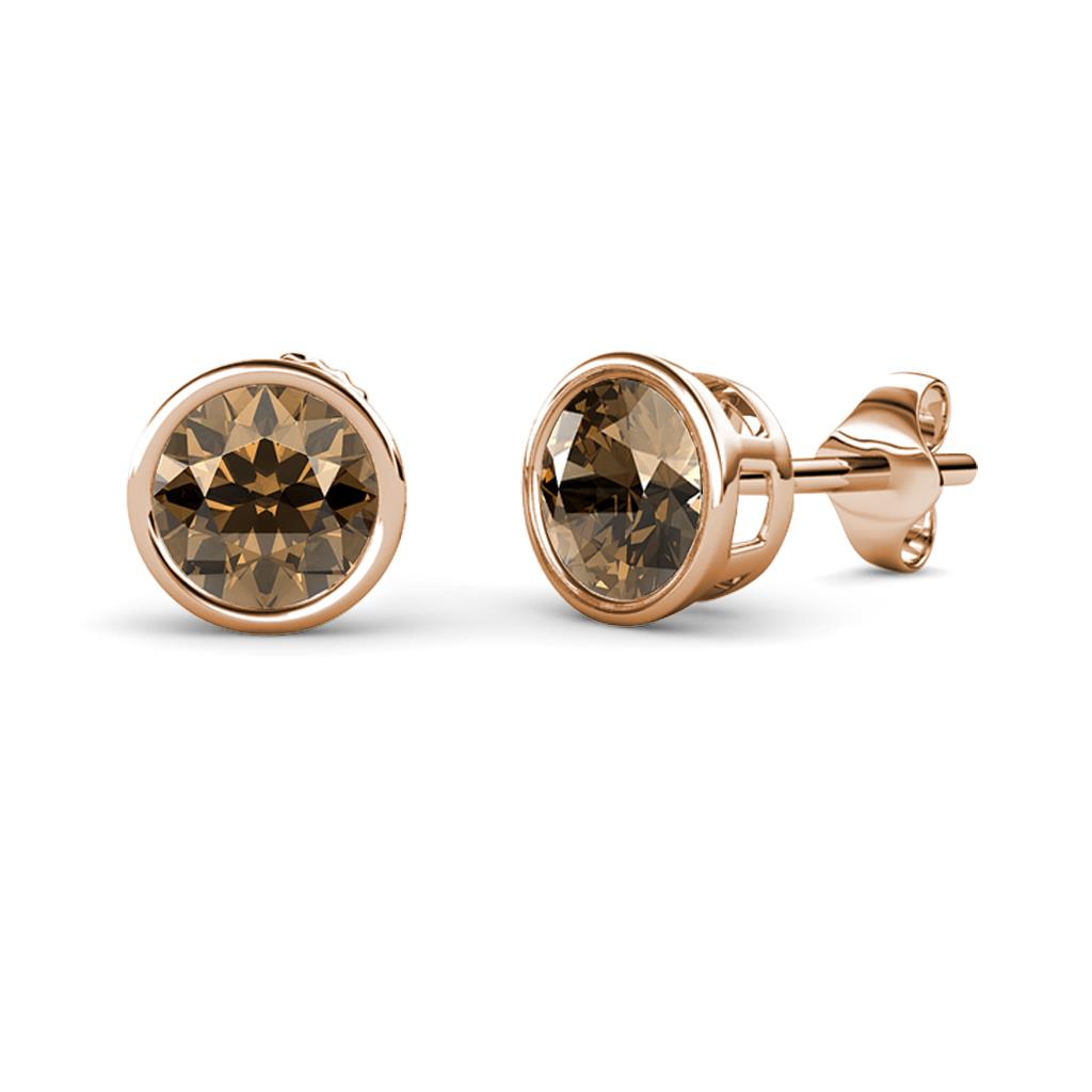 Carys Smoky Quartz (5.8mm) Solitaire Stud Earrings 