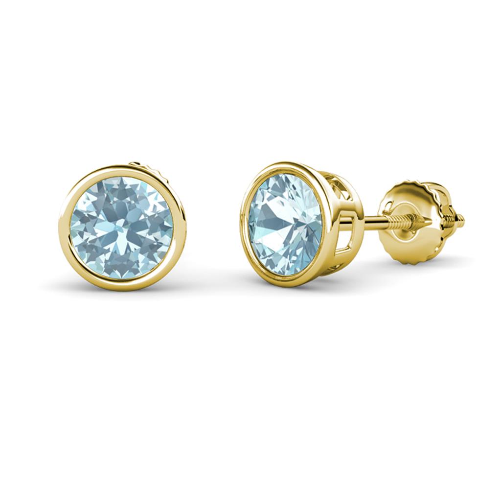 Carys Aquamarine (5.8mm) Solitaire Stud Earrings 