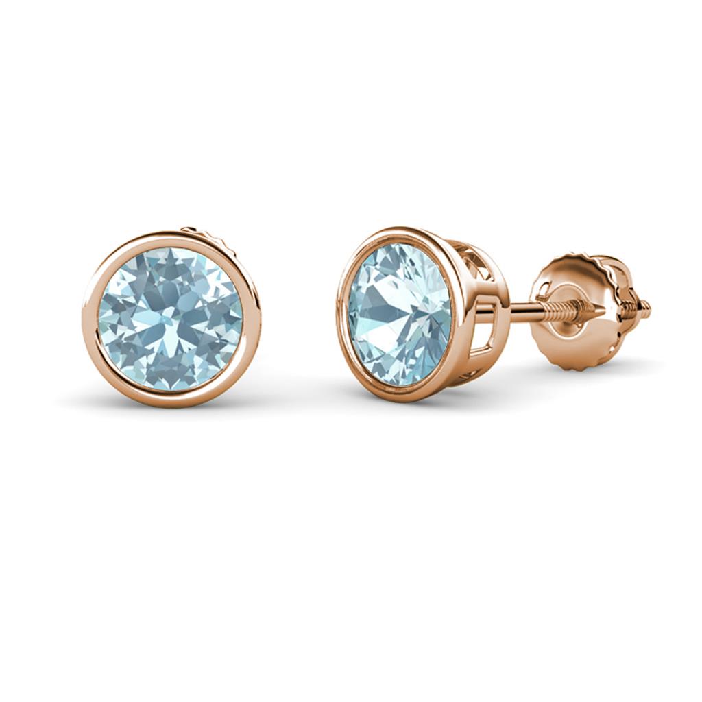 Carys Aquamarine (5.8mm) Solitaire Stud Earrings 