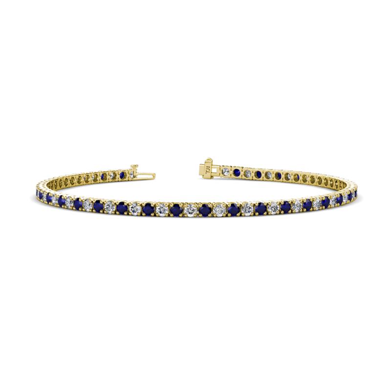 Leslie 2.40 mm Blue Sapphire and Diamond Eternity Tennis Bracelet 