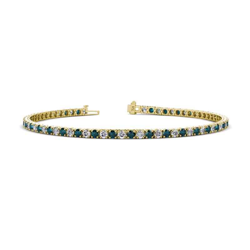Leslie 2.40 mm London Blue Topaz and Diamond Eternity Tennis Bracelet 