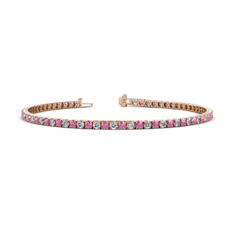 Leslie 2.40 mm Pink Sapphire and Diamond Eternity Tennis Bracelet 