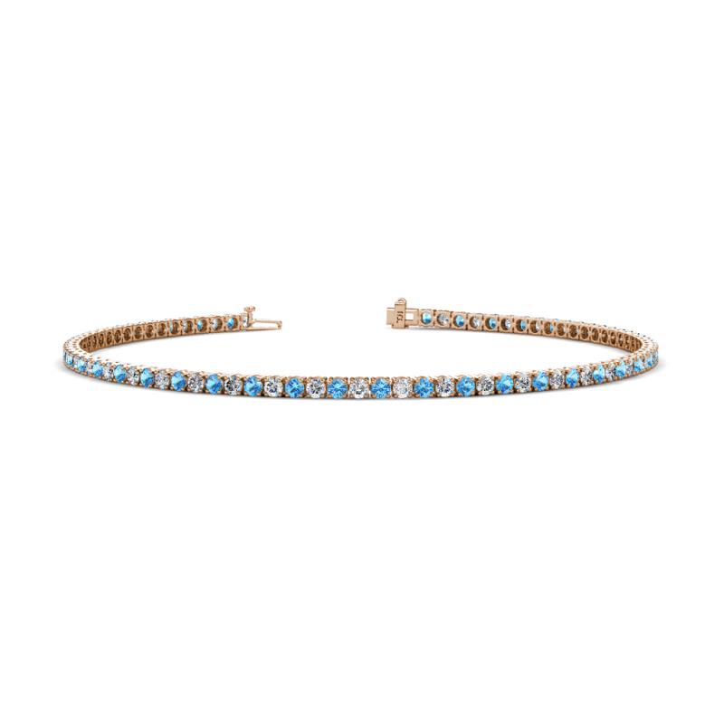 Leslie 2.00 mm Blue Topaz and Diamond Eternity Tennis Bracelet 