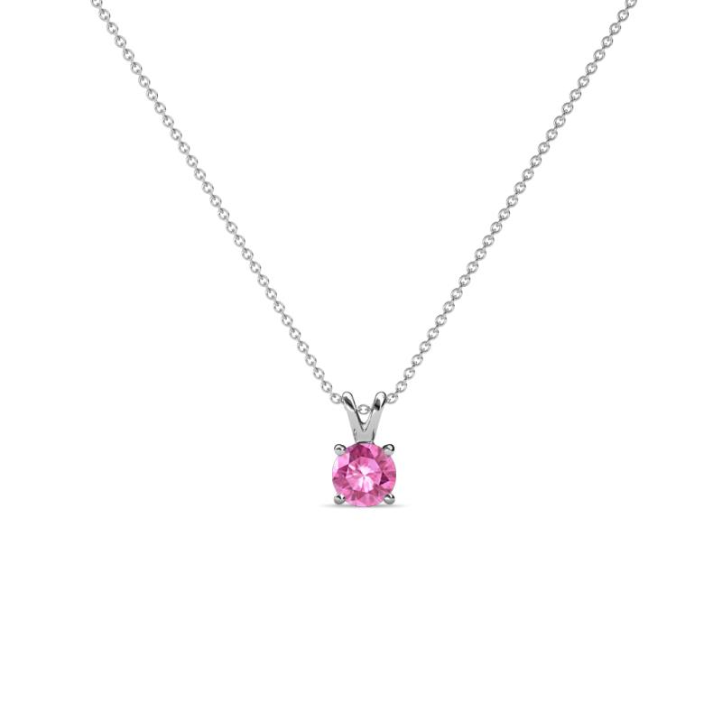 Jassiel 3.00 mm Round Pink Sapphire Double Bail Solitaire Pendant Necklace 