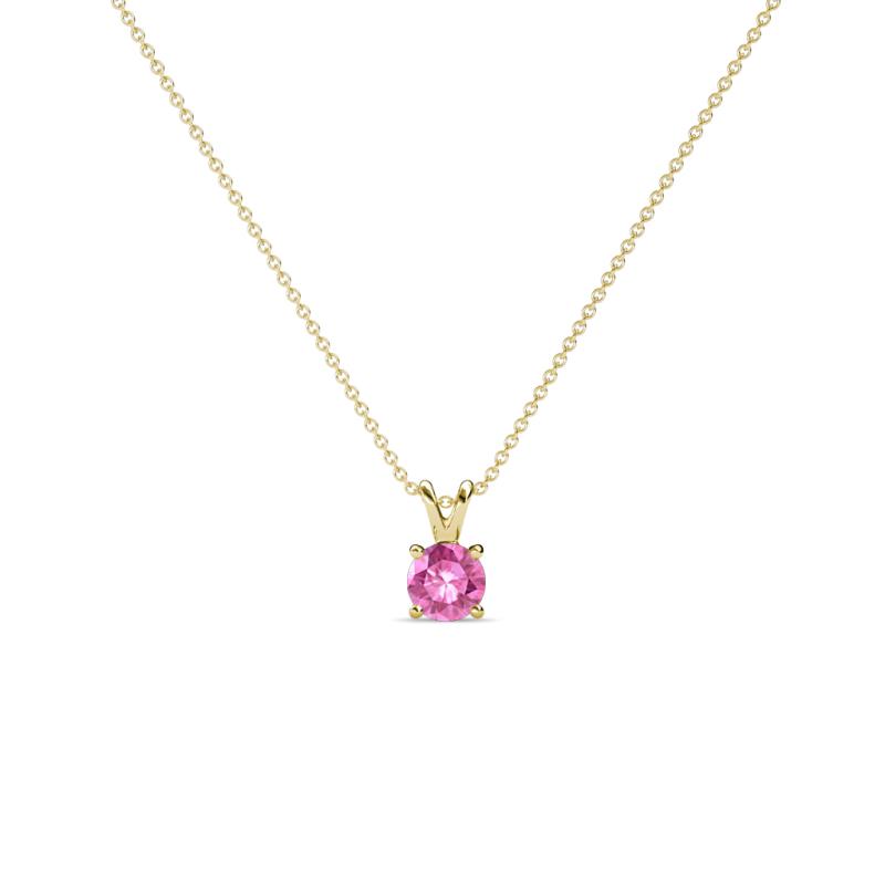 Jassiel 3.00 mm Round Pink Sapphire Double Bail Solitaire Pendant Necklace 