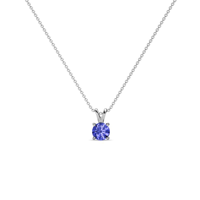 Jassiel 3.00 mm Round Tanzanite Double Bail Solitaire Pendant Necklace 