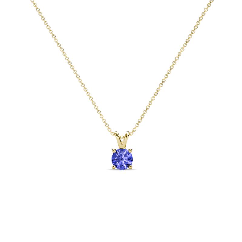 Jassiel 3.00 mm Round Tanzanite Double Bail Solitaire Pendant Necklace 