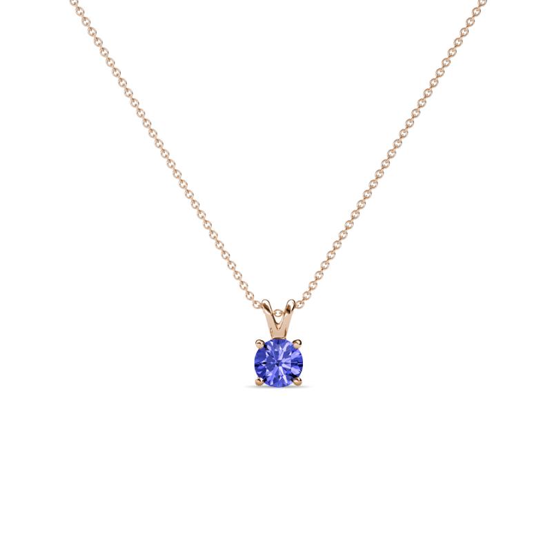 Jassiel 3.00 mm Round Tanzanite Double Bail Solitaire Pendant Necklace 