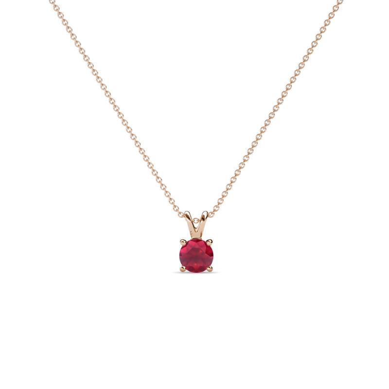 Jassiel 3.00 mm Round Ruby Double Bail Solitaire Pendant Necklace 