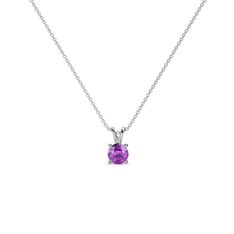 Jassiel 3.00 mm Round Amethyst Double Bail Solitaire Pendant Necklace 