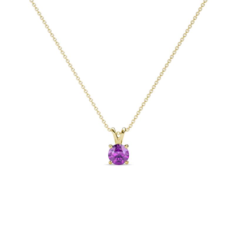 Jassiel 3.00 mm Round Amethyst Double Bail Solitaire Pendant Necklace 