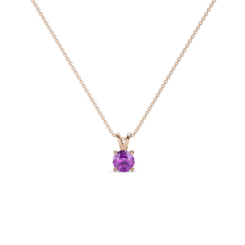 Jassiel 3.00 mm Round Amethyst Double Bail Solitaire Pendant Necklace 