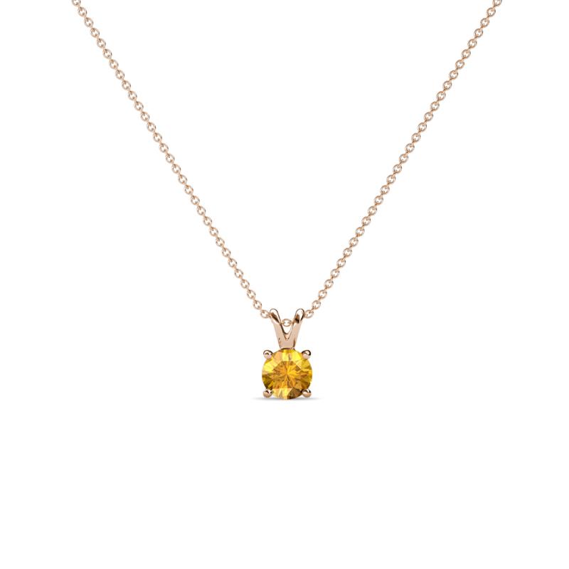 Jassiel 3.00 mm Round Citrine Double Bail Solitaire Pendant Necklace 