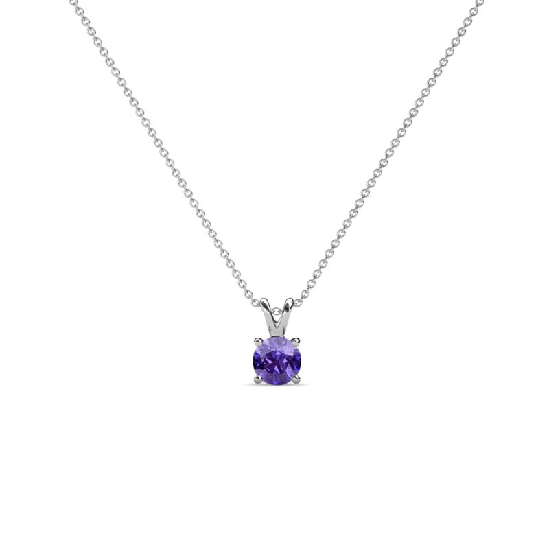 Jassiel 3.00 mm Round Iolite Double Bail Solitaire Pendant Necklace 