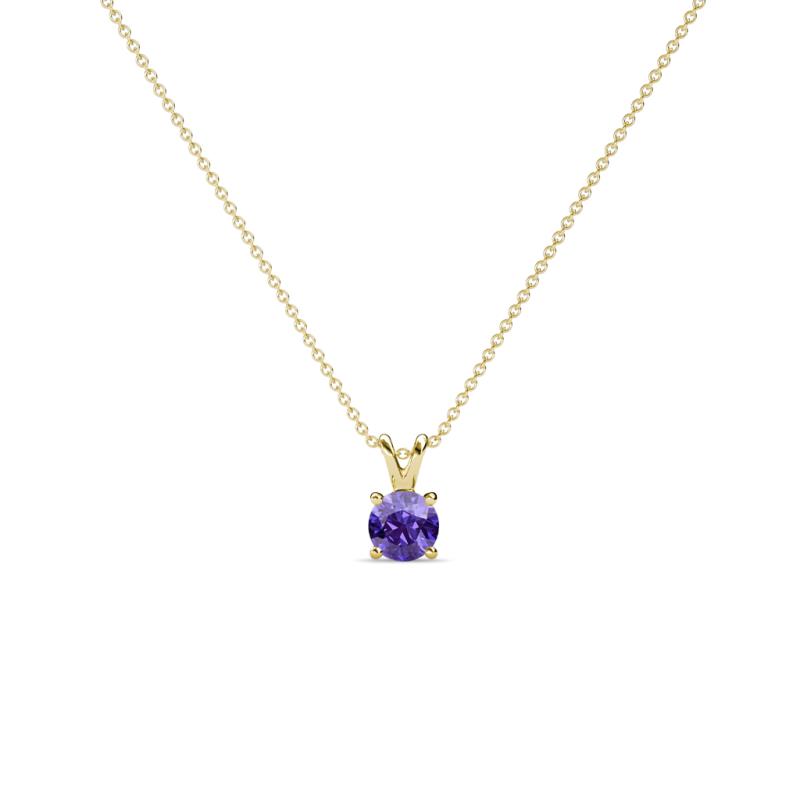 Jassiel 3.00 mm Round Iolite Double Bail Solitaire Pendant Necklace 