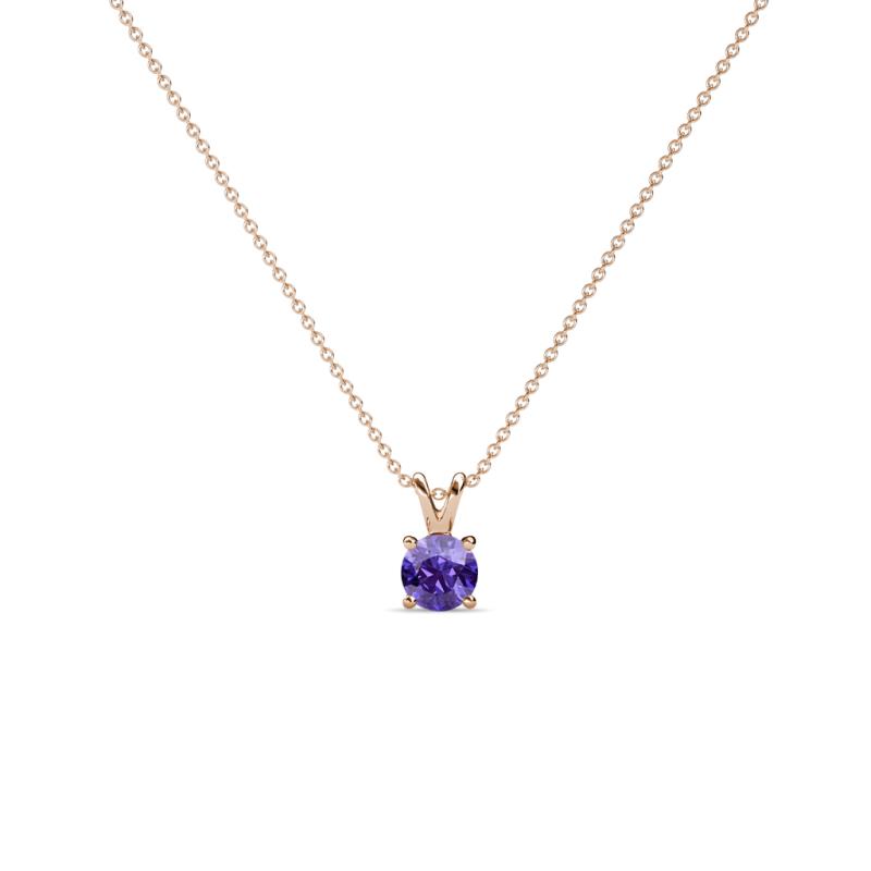 Jassiel 3.00 mm Round Iolite Double Bail Solitaire Pendant Necklace 