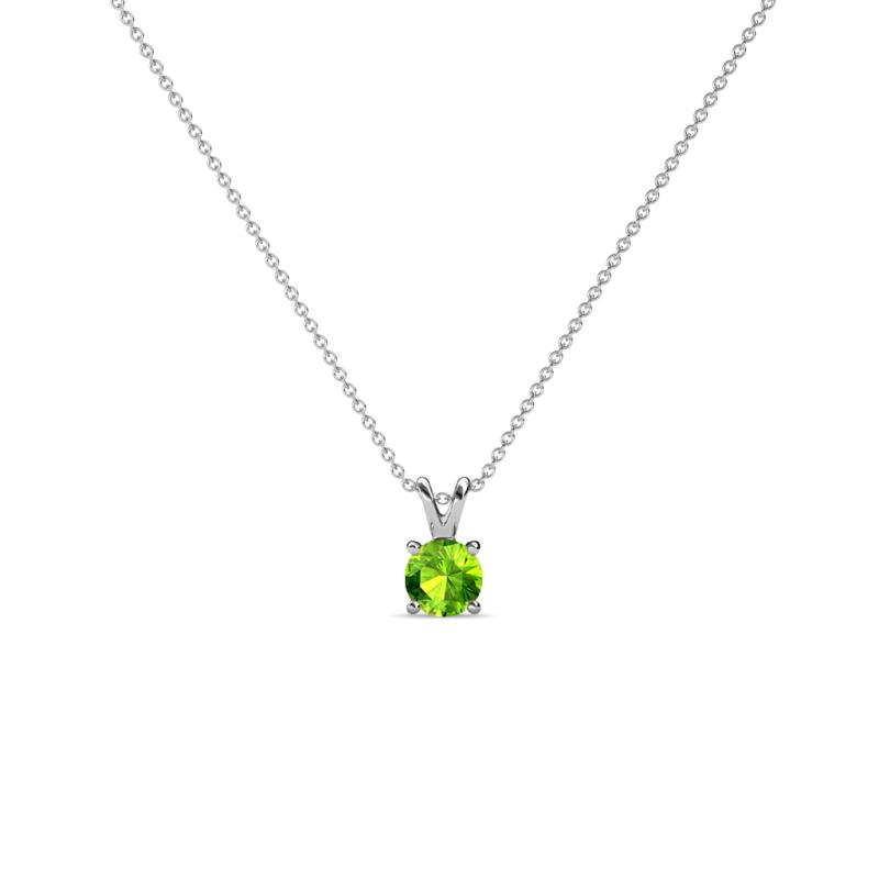 Jassiel 3.00 mm Round Peridot Double Bail Solitaire Pendant Necklace 