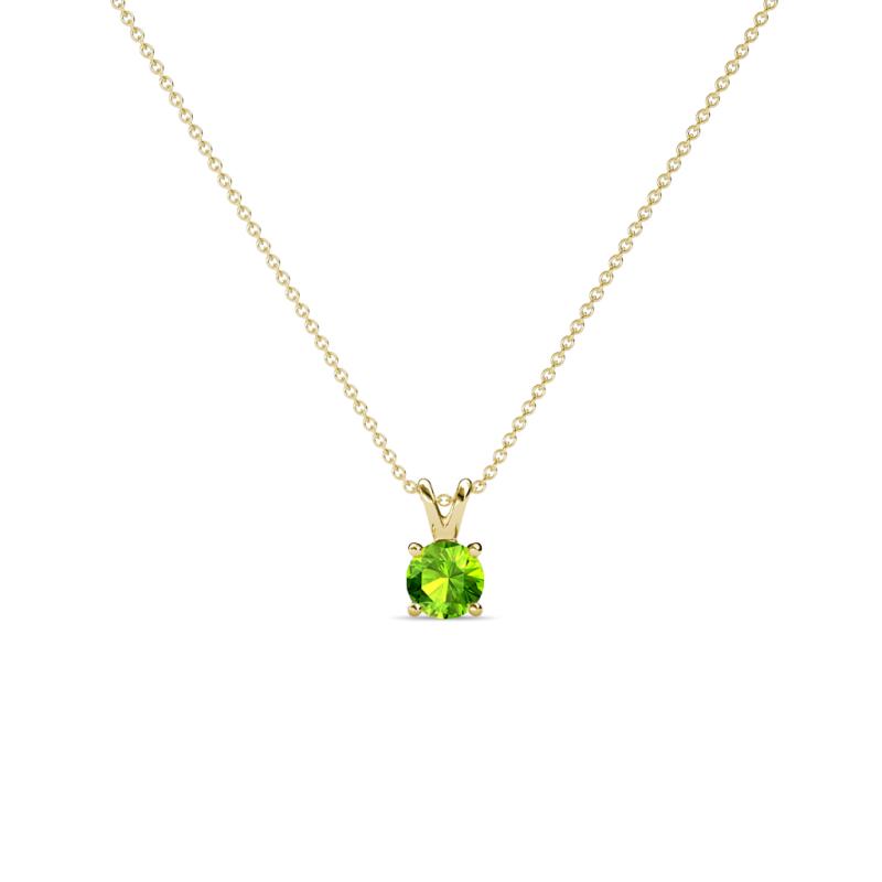 Jassiel 3.00 mm Round Peridot Double Bail Solitaire Pendant Necklace 