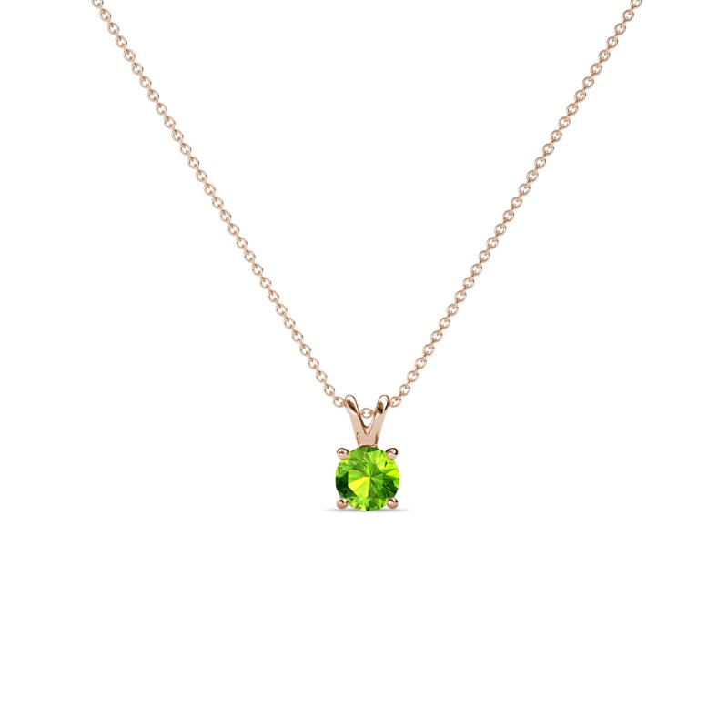 Jassiel 3.00 mm Round Peridot Double Bail Solitaire Pendant Necklace 