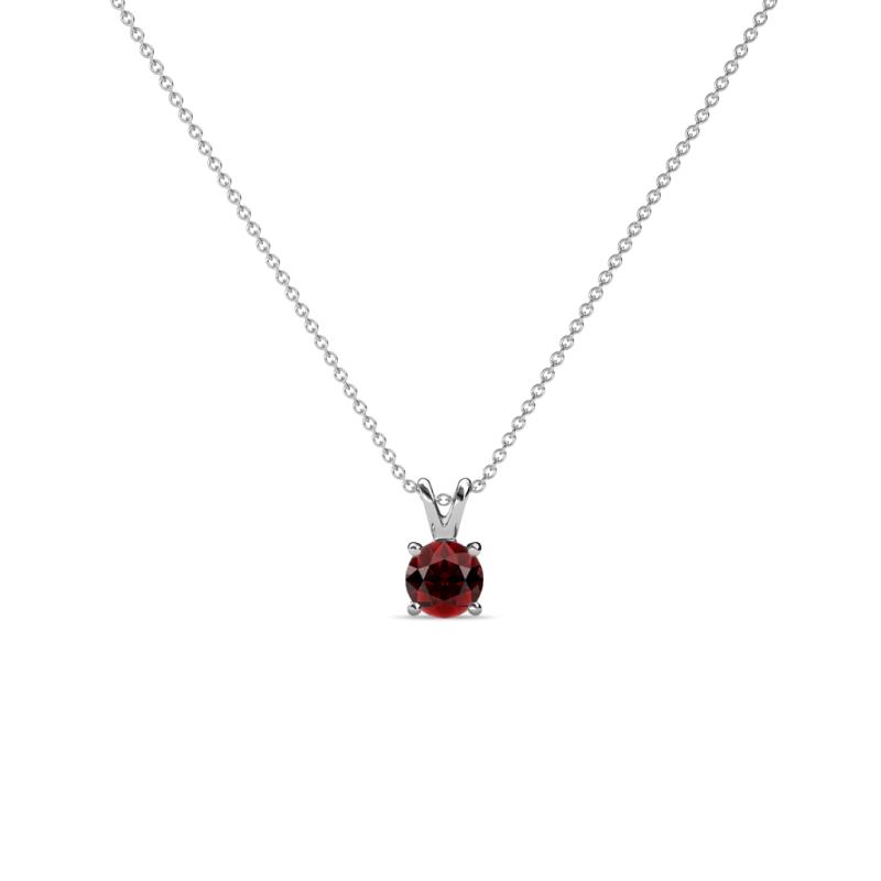 Jassiel 3.00 mm Round Red Garnet Double Bail Solitaire Pendant Necklace 