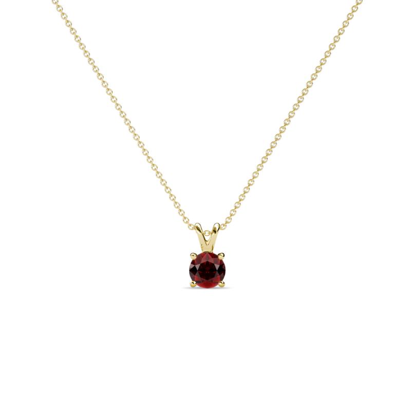 Jassiel 3.00 mm Round Red Garnet Double Bail Solitaire Pendant Necklace 