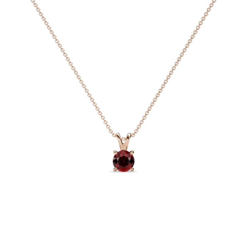 Jassiel 3.00 mm Round Red Garnet Double Bail Solitaire Pendant Necklace 