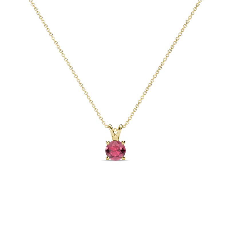 Jassiel 3.00 mm Round Rhodolite Garnet Double Bail Solitaire Pendant Necklace 