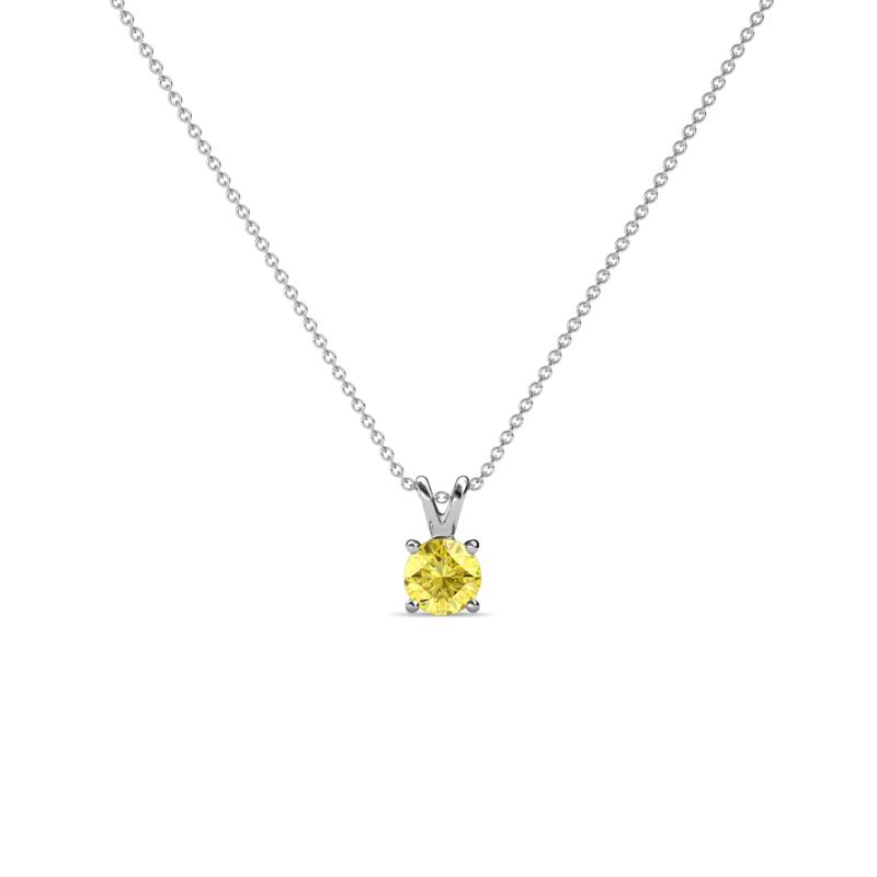 Jassiel 3.00 mm Round Yellow Sapphire Double Bail Solitaire Pendant Necklace 