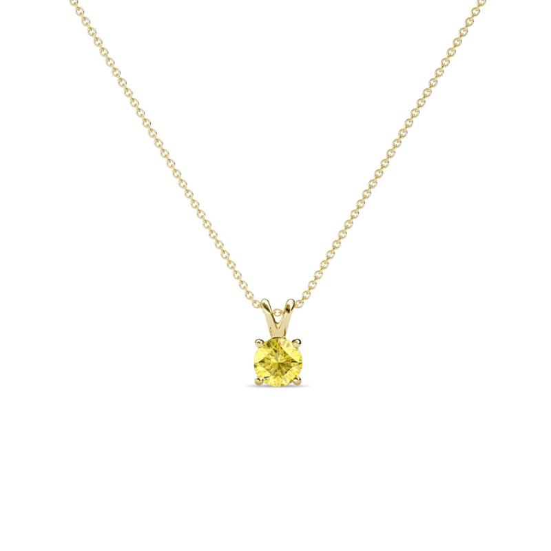 Jassiel 3.00 mm Round Yellow Sapphire Double Bail Solitaire Pendant Necklace 