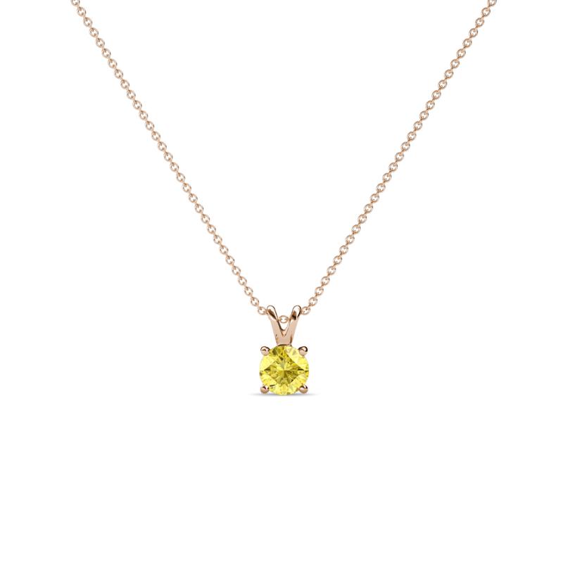 Jassiel 3.00 mm Round Yellow Sapphire Double Bail Solitaire Pendant Necklace 