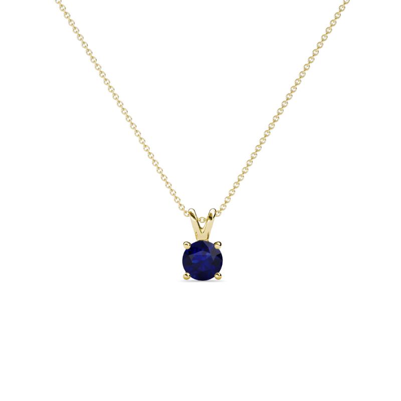 Jassiel 3.50 mm Round Blue Sapphire Double Bail Solitaire Pendant Necklace 