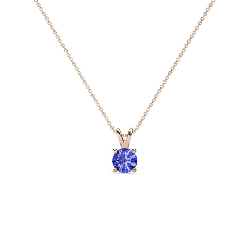Jassiel 3.50 mm Round Tanzanite Double Bail Solitaire Pendant Necklace 