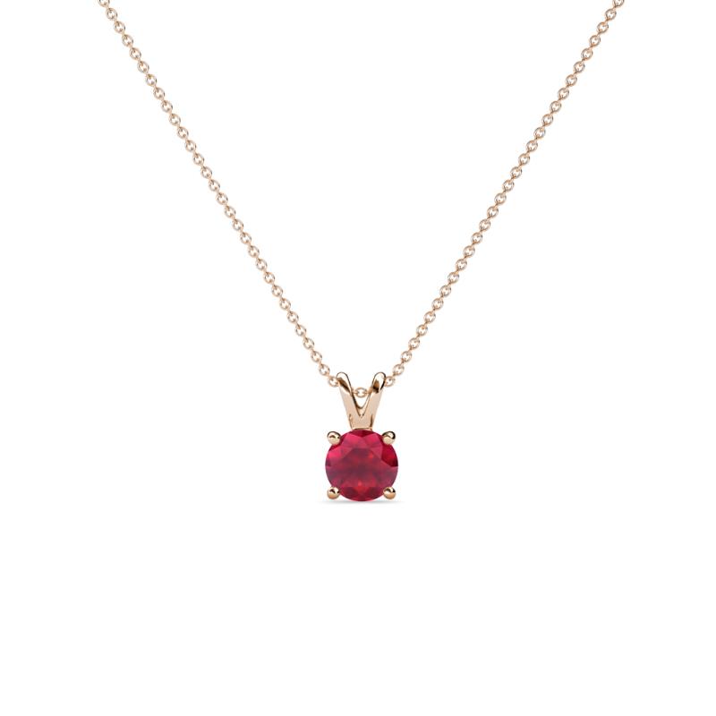 Jassiel 3.50 mm Round Ruby Double Bail Solitaire Pendant Necklace 