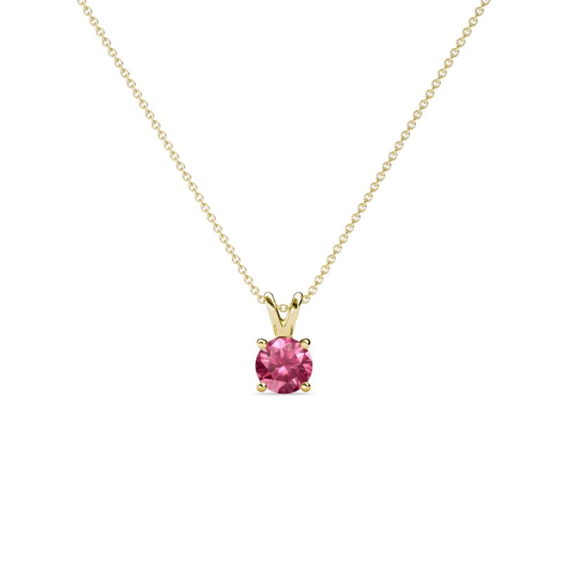 Jassiel 3.50 mm Round Pink Tourmaline Double Bail Solitaire Pendant Necklace 