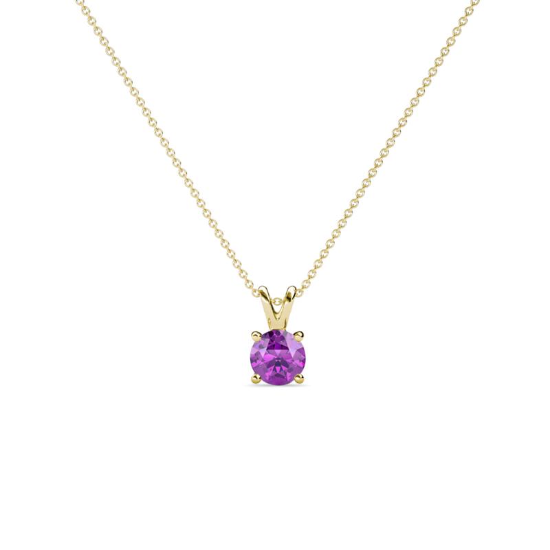 Jassiel 3.50 mm Round Amethyst Double Bail Solitaire Pendant Necklace 