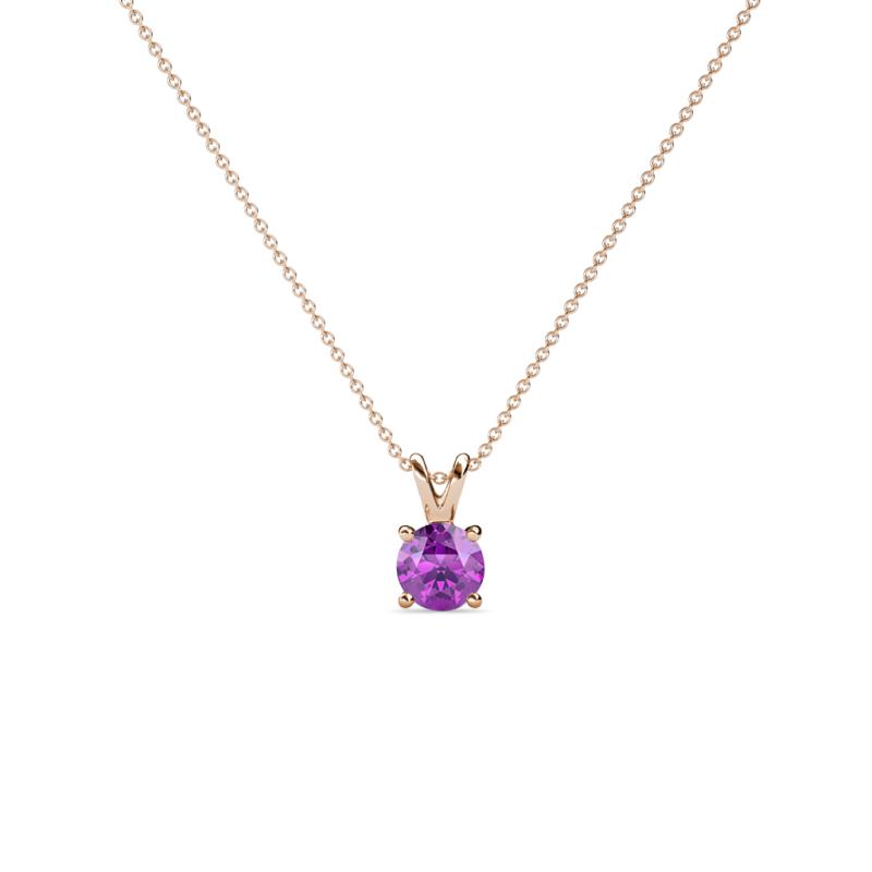 Jassiel 3.50 mm Round Amethyst Double Bail Solitaire Pendant Necklace 