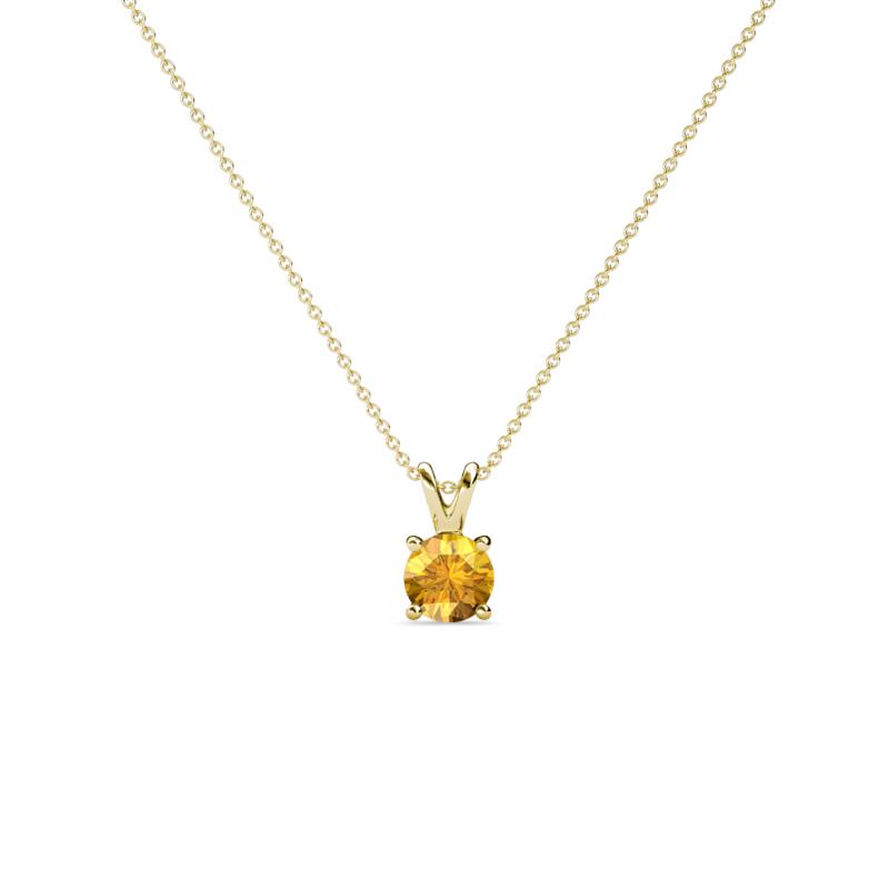 Jassiel 3.50 mm Round Citrine Double Bail Solitaire Pendant Necklace 