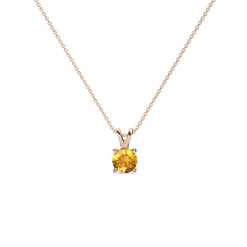 Jassiel 3.50 mm Round Citrine Double Bail Solitaire Pendant Necklace 