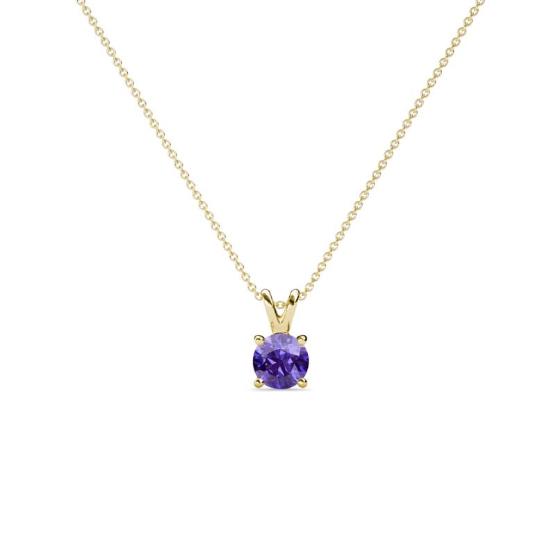 Jassiel 3.50 mm Round Iolite Double Bail Solitaire Pendant Necklace 