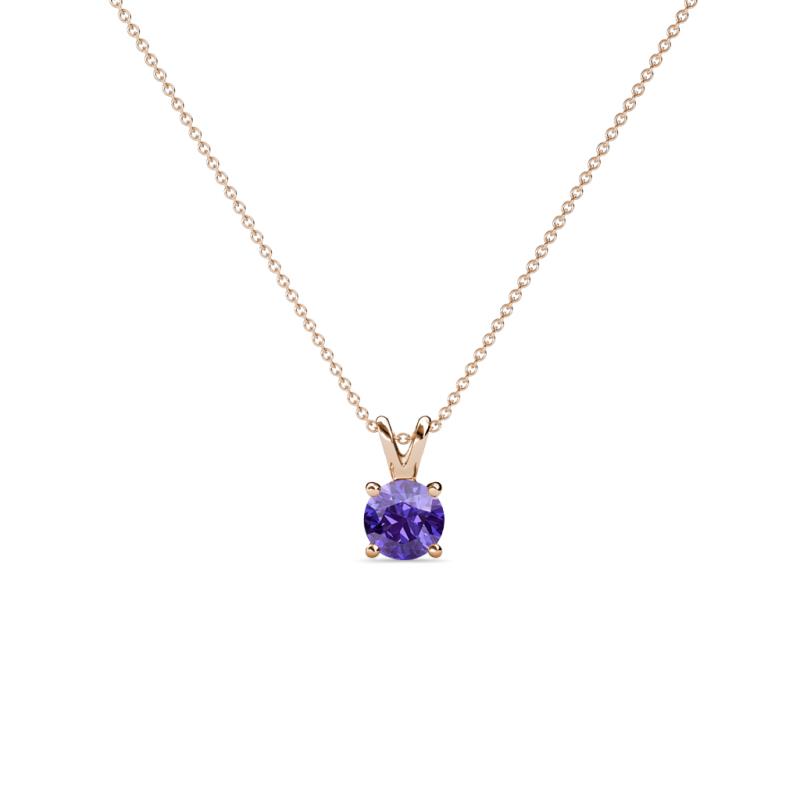 Jassiel 3.50 mm Round Iolite Double Bail Solitaire Pendant Necklace 
