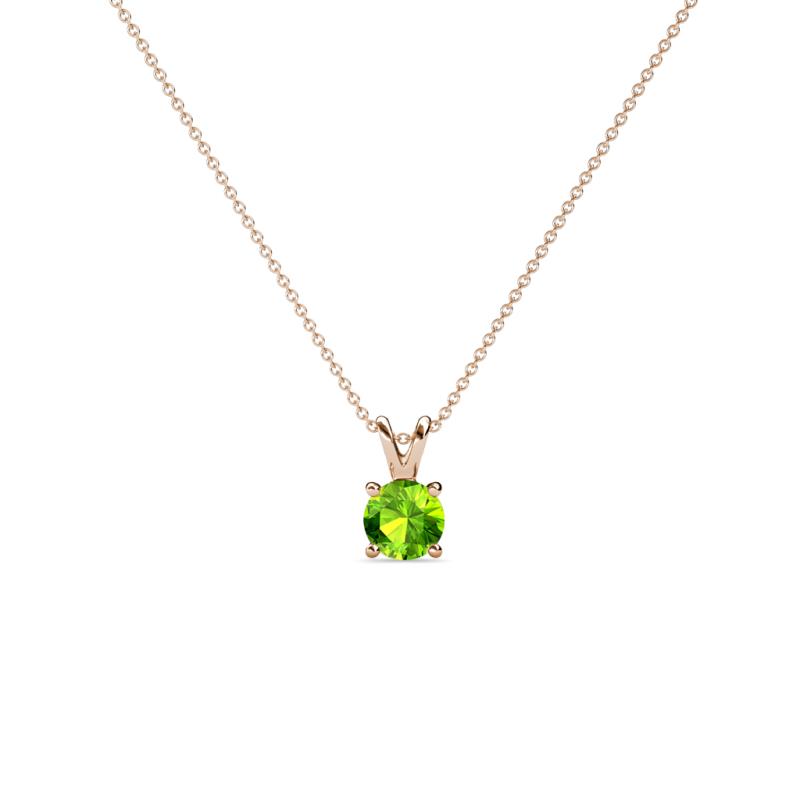 Jassiel 3.50 mm Round Peridot Double Bail Solitaire Pendant Necklace 
