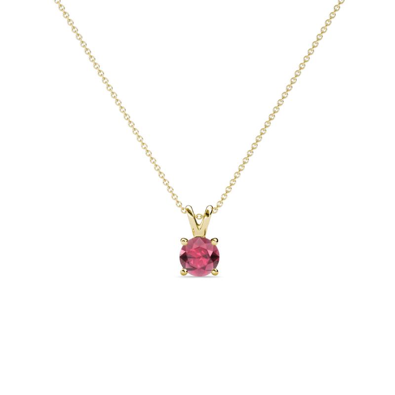 Jassiel 3.50 mm Round Rhodolite Garnet Double Bail Solitaire Pendant Necklace 