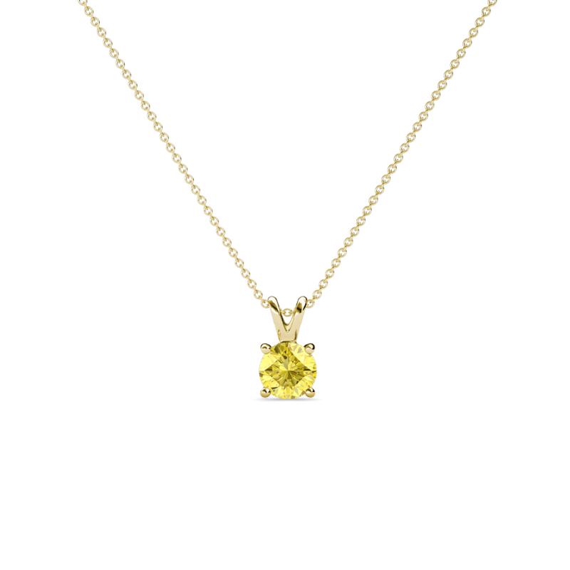 Jassiel 3.50 mm Round Yellow Sapphire Double Bail Solitaire Pendant Necklace 