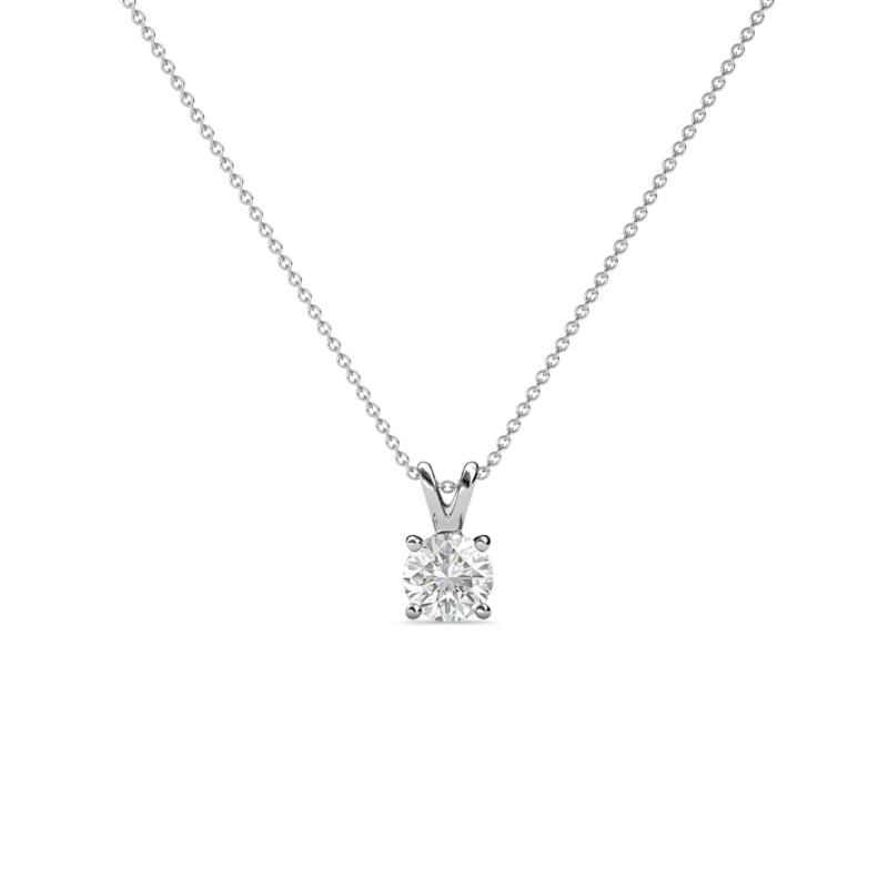Jassiel 3.50 mm Round White Sapphire Double Bail Solitaire Pendant Necklace 