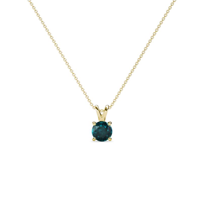 Jassiel 3.50 mm Round London Blue Topaz Double Bail Solitaire Pendant Necklace 