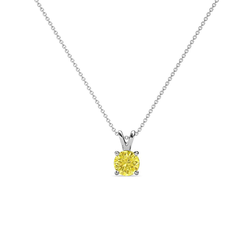 Jassiel 3.50 mm Round Yellow Diamond Double Bail Solitaire Pendant Necklace 