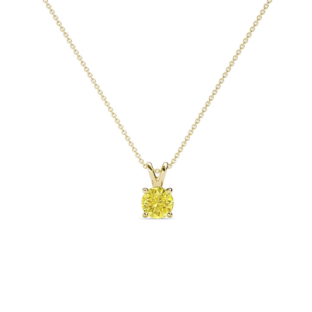 Jassiel 3.50 mm Round Yellow Diamond Double Bail Solitaire Pendant Necklace 